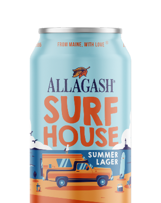 Allagash Surf house is a refreshing and laid back summer lager brewed with Maine-grown corn and Ella hops