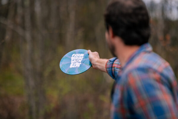 Playing some disc golf with an Allagash Brewing disc